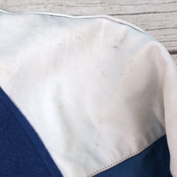 First Impressions Varsity Jacket Blue/White Melton Wool Leather Retro – Men’s 46 - Picture 2 of 12
